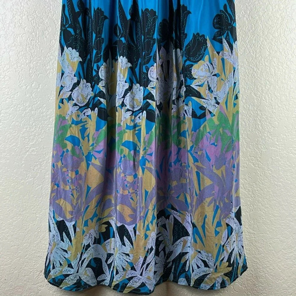 Moulinette Soeurs Dress Women's Sz 0 Island Nightfall Fit & Flare Midi Silk Blue - Picture 7 of 9